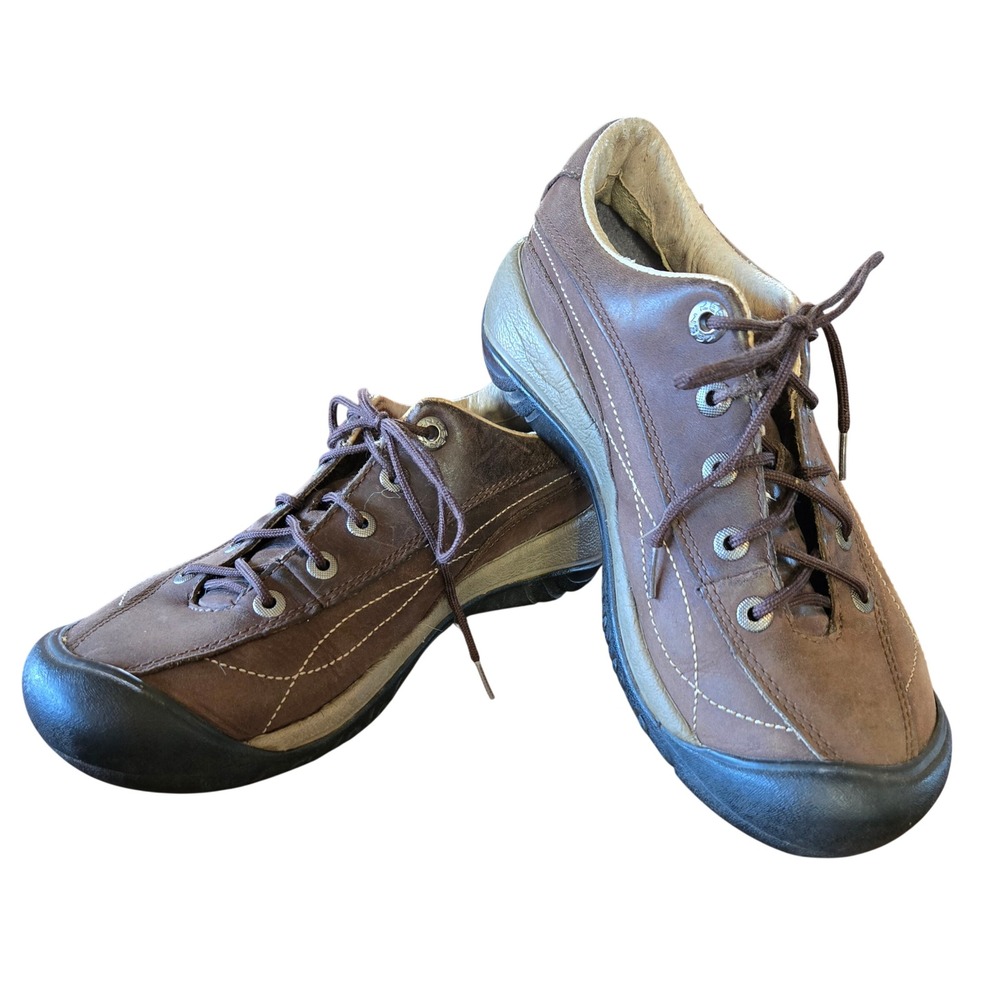 Keen Presidio Brown Leather Gorpcore Walking Shoes Low Top Sneakers Womens 6